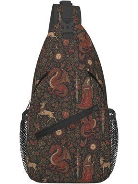Unisex Gothic Board Skeletons Sling Backpack Chest Hiking Travel Crossbody Bag